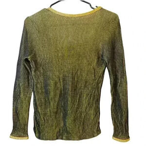 Vintage 70s Yves Saint Laurent Gold & Black Metallic Knit Womens Top